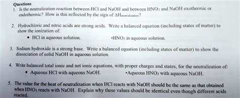 Solved Questions Is The Ncutralization Reaction Betwcen Hcvar Naoh And