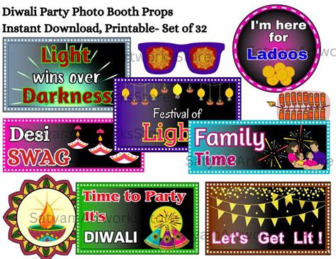 Diwali Themed Party Props Diwali Photo Booth Props Indian Festival