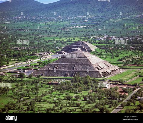 Aerial Above Aztec Teotihuacan Pyramids Mexico Mexico City Pyramid