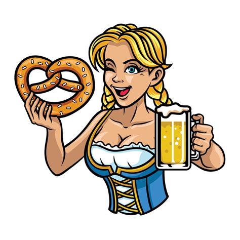 Sexy Oktoberfest Chica Pretzel Y Cerveza 21692770 Vector En Vecteezy