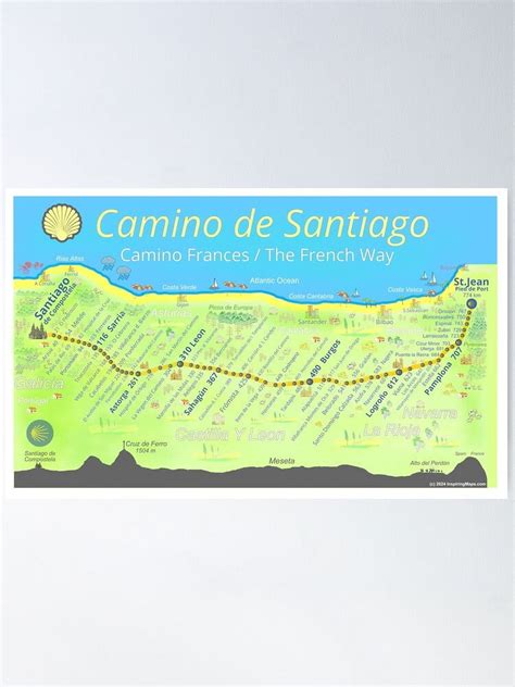 Map Of The Camino De Santiago Poster Walmart