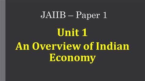 Unit An Overview Of Indian Economy Indian Economy Indian