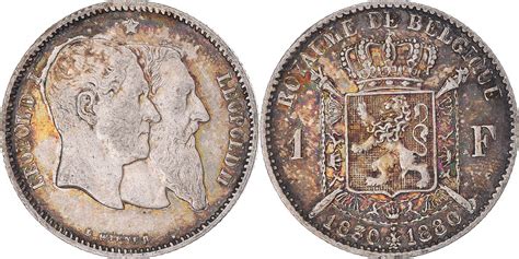 Belgien Franc 1880 Münze Leopold II SS Silber KM 38 MA Shops