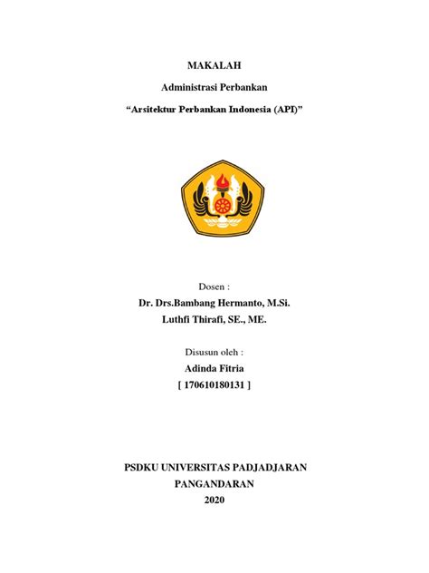 Adinda Fitria Makalah Arsitektur Perbankan Indonesia Pdf Pdf