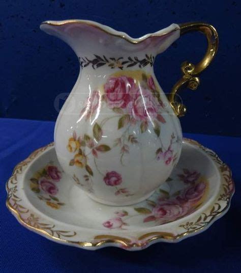 Vtg Dresden Semiporcelain Large Victorian Water Wash Basin Set Pitcher