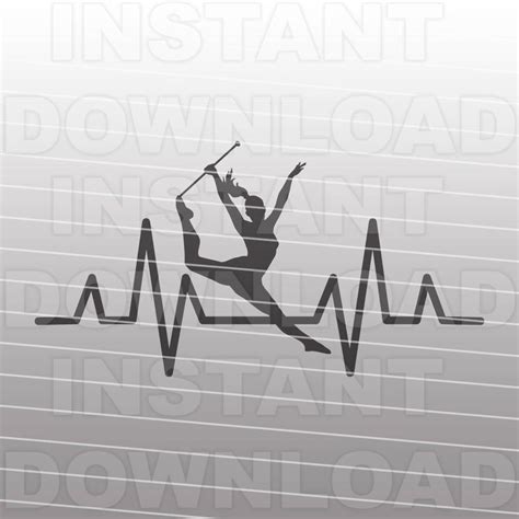 Baton Twirler Heartbeat Love SVG File Gymnastics Svg Baton Twirling Svg