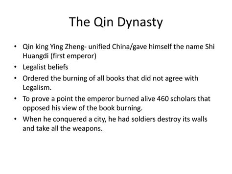 The Qin Dynasty Qin King Ying Zheng Unified Chinagave Himself The