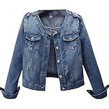 Kedera Women S Collarless Denim Jackets Three Quarter Sleeve Stretch