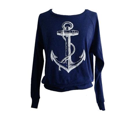 Anchor Raglan Sweatshirt Nautical Sailor Sweater By Friendlyoak