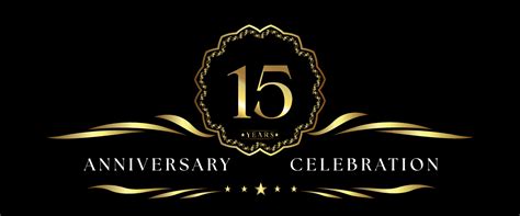 15 Years Anniversary Celebration With Gold Decorative Frame Isolated On