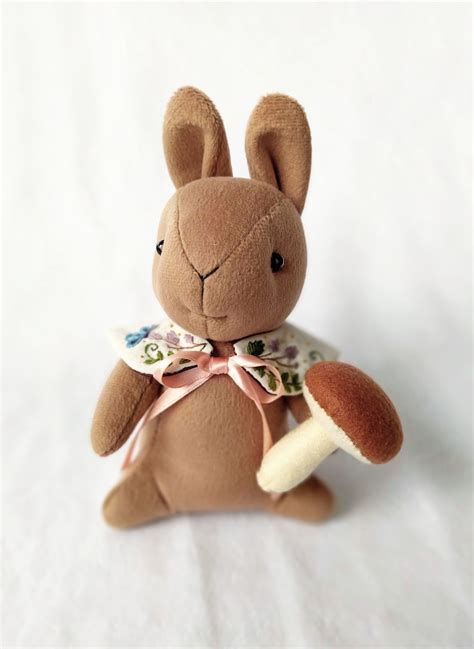 Ooak Velvet Brown Bunny Rabbit Doll With Hand Embroidery Etsy