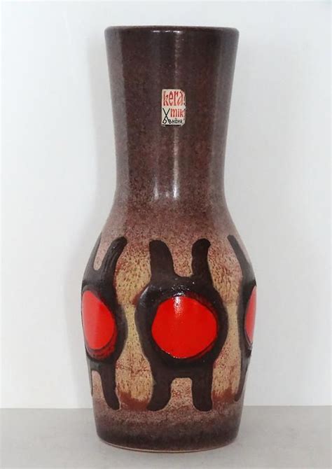 D Mler Breiden Vintage Mid Century Brown And Red West German Vase