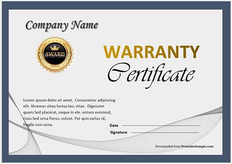 18 Free Sample Warranty Certificate Templates - Printable Samples