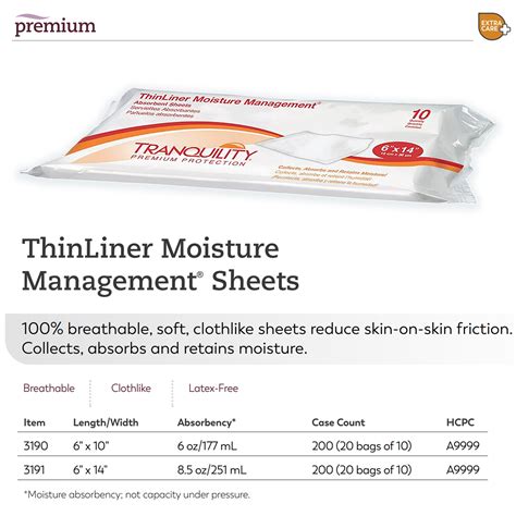 Tranquility Thin Absorbent Liner Skin Fold Management Pad Large 6 X 14