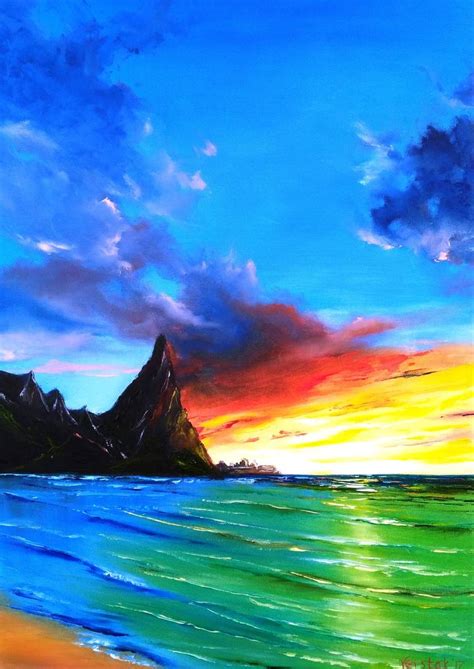 Hawaii sunset Painting by Tetiana Verstak | Saatchi Art