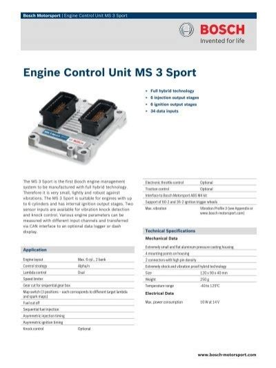 Engine Control Unit Ms 3 Sport