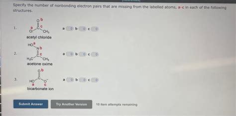 Solved Specify The Number Of Nonbonding Electron Pairs That Chegg