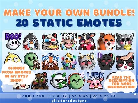 20x Static Twitch Emote Pack Make Your Own Emote Pack 20 - Etsy in 2023 ...