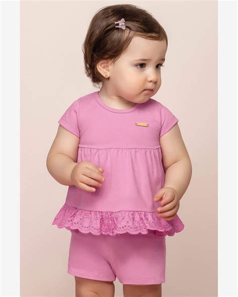 Riachuelo Conjunto Beb Menina Detalhe Lasie Coloritt Rosa Claro