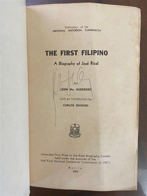 The First Filipino A Biography Of Jose Rizal Guerrero Leon Ma