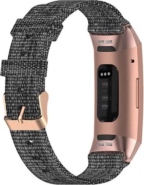 Luxe Nylon Armband Geschikt Voor Fitbit Charge 3 4 Horloge Bandje