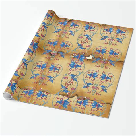 Antique Florentine Parchment Floral Heart Motifs Wrapping Paper Zazzle