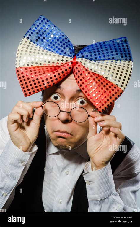 Funny Man With Giant Bow Tie Stock Photo Alamy