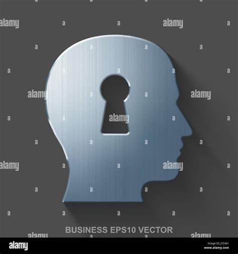 Flat Metallic Business D Icon Polished Steel Head With Keyhole On