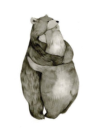 A Drawing Of Two Bears Hugging Each Other