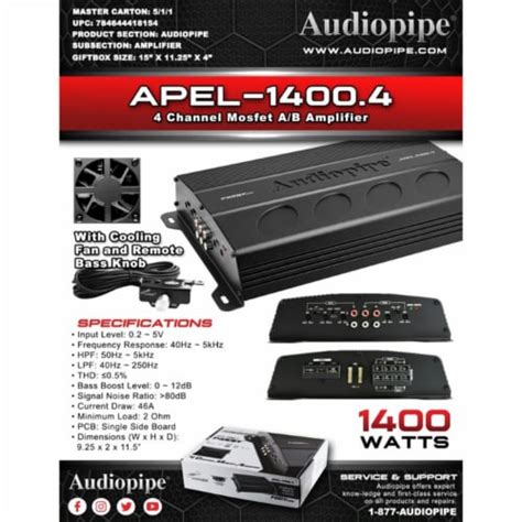 AudioPipe APEL 1400 4 1400 Watt 4 Channel Mosfet Stereo Audio Amplifier