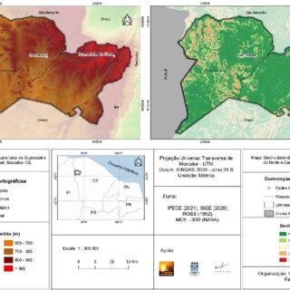 Mapa Hipsométrico e de declividade dos municípios de Guaraciaba do