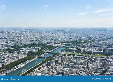 The Siene River in Paris from Above Stock Image - Image of panoramic ...