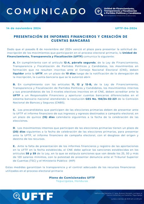 Unidad de Financiamiento Transparencia y Fiscalización Unidad