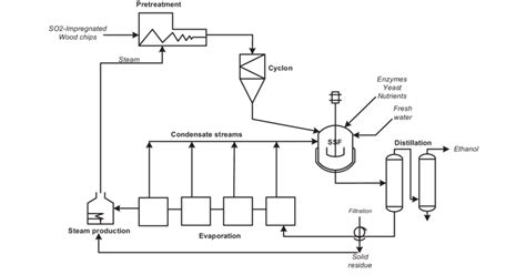 Schematic Flowsheet Showing Ethanol Production Based On Ssf With