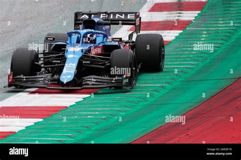 Alpine Driver Zhou Guanyu Of China Steers His Car During The First Free