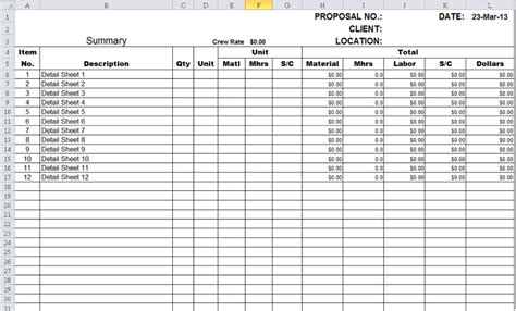 Construction Cost Estimate Template Excel Spreadsheets Within