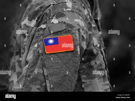 Flag of Taiwan on soldiers arm. Flag of Taiwan on military uniforms (collage Stock Photo - Alamy