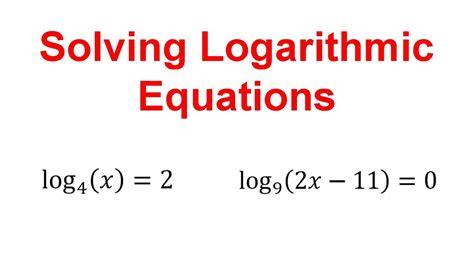 solve logarithmic log equations youtube