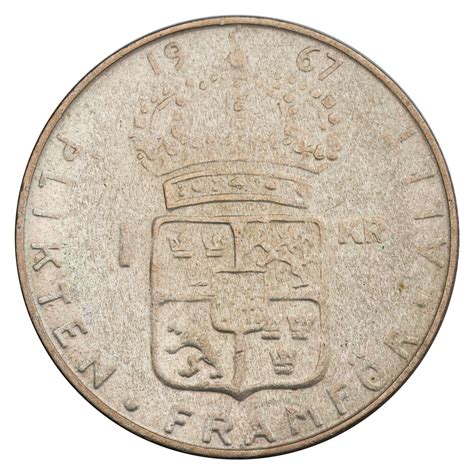 Sweden 1 Krona 1967 Gustaf VI Adolf Numizmatika 1oz