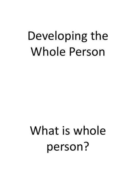 Developing The Whole Person Pdf