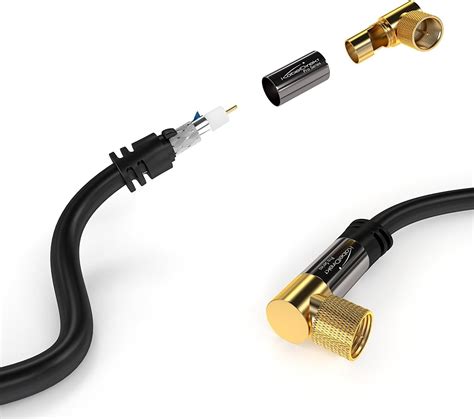 Kabeldirekt 3m Digital Coaxial Audio Video Cable Satellite Cable 2 X 90° Angled Coax F Pin To