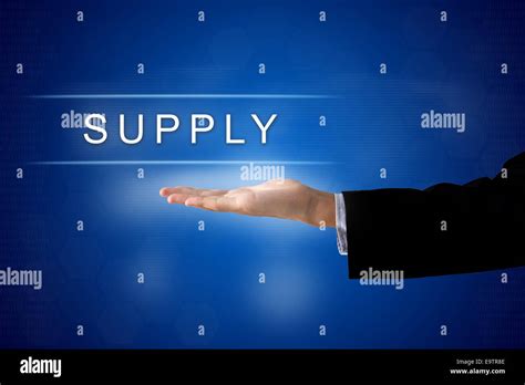 Supply Button With Business Hand On A Touch Screen Interface Stock