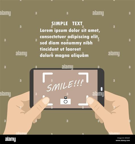 Human Hands Holding Mobile Phone Camera With Smile Text On Screen And