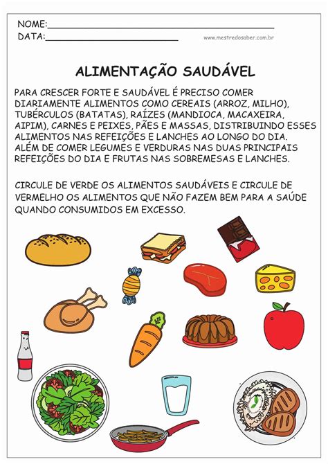 Atividades Sobre Alimentação Saudável Mestre Do Saber Atividades De 09C