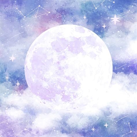 Premium Vector Watercolor Full Moon Illustration