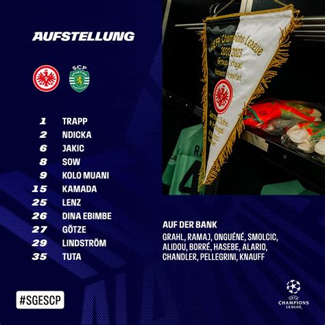 Eintracht Frankfurt On Twitter Unsere Startelf UCL SGESCP