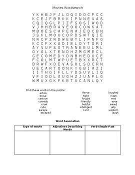 Movies Wordsearch By Chihabb Othmonnre Tpt