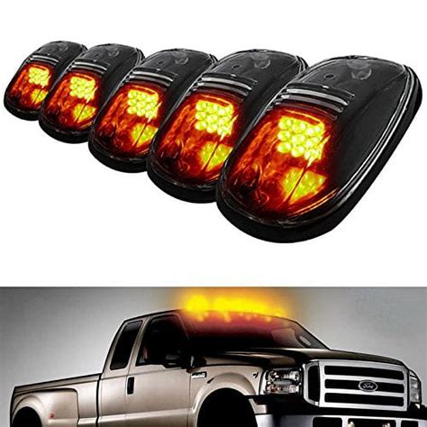 IJDMTOY 5PCS Amber LED Cab Roof Top Marker Running Lamps With Smoked