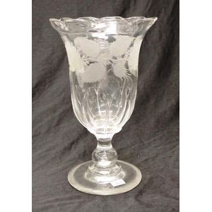 Victorian Etched Glass Celery Vase With Footed Base British