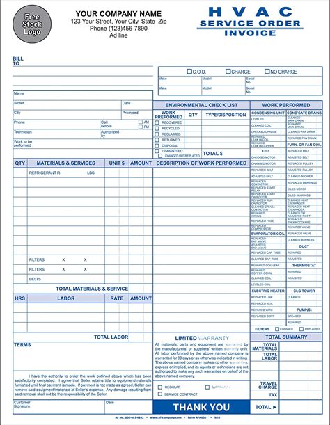 Hvac Invoices Invoice Template